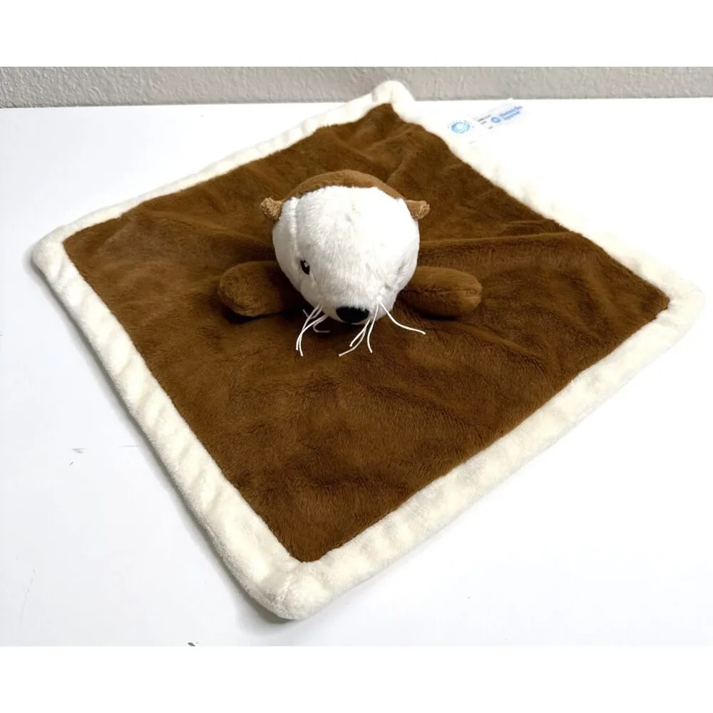 Monterey Bay Aquarium Baby Blanket Lovey Tan Otter Animal Plush Small 12